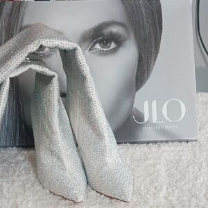 Jennifer Lopez Silver Crystal-Embellished Heels